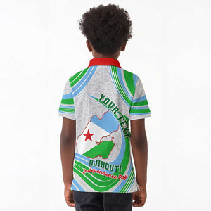 Custom Djibouti Independence Day Kid Polo Shirt - June 27, Jabuuti Emblem with Islamic Pattern