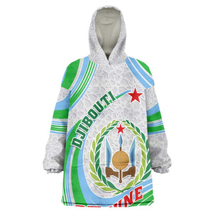 Custom Djibouti Independence Day KId Wearable Blanket Hoodie - June 27, Jabuuti Emblem with Islamic Pattern