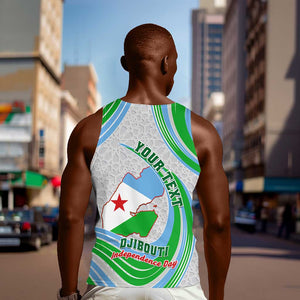 Custom Djibouti Independence Day Men Tank Top - June 27, Jabuuti Emblem with Islamic Pattern