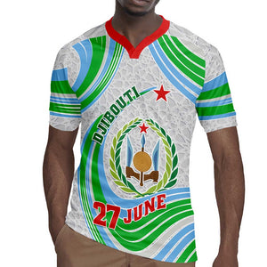 Custom Djibouti Independence Day Rugby Jersey - June 27, Jabuuti Emblem with Islamic Pattern