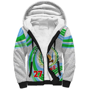 Custom Djibouti Independence Day Sherpa Hoodie - June 27, Jabuuti Emblem with Islamic Pattern