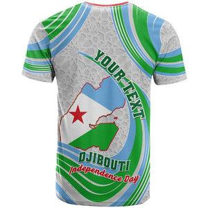 Custom Djibouti Independence Day T shirt - June 27, Jabuuti Emblem with Islamic Pattern