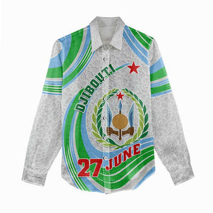 Custom Djibouti Independence Day Women Casual Shirt - June 27, Jabuuti Emblem with Islamic Pattern