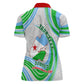 Custom Djibouti Independence Day Women Polo Shirt - June 27, Jabuuti Emblem with Islamic Pattern