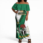Personalised Nigeria Independence Day Off Shoulder Maxi Dress Proud Nigerian