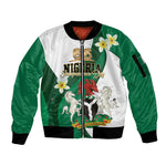 Personalised Nigeria Independence Day Sleeve Zip Bomber Jacket Proud Nigerian