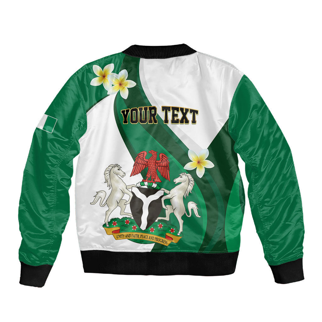 Personalised Nigeria Independence Day Sleeve Zip Bomber Jacket Proud Nigerian