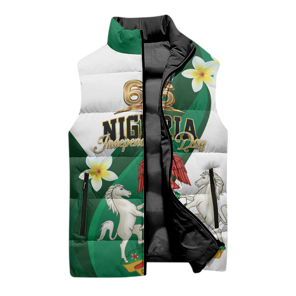 Personalised Nigeria Independence Day Sleeveless Puffer Jacket Proud Nigerian