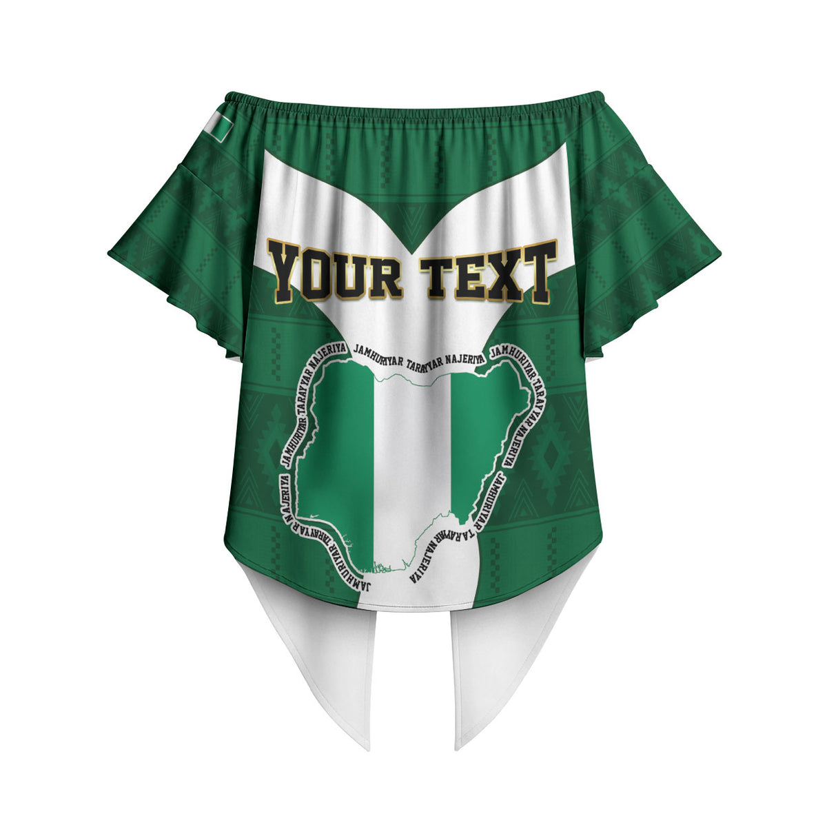 Personalised Nigeria Off Shoulder Wrap Waist Top Naija In My Heart
