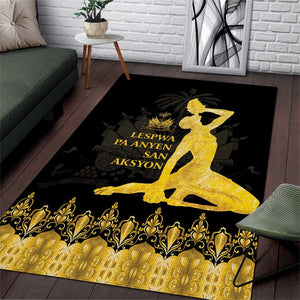 Haiti Neg Marron Area Rug Lespwa pa anyen san aksyon - Gold