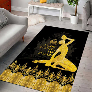 Haiti Neg Marron Area Rug Lespwa pa anyen san aksyon - Gold