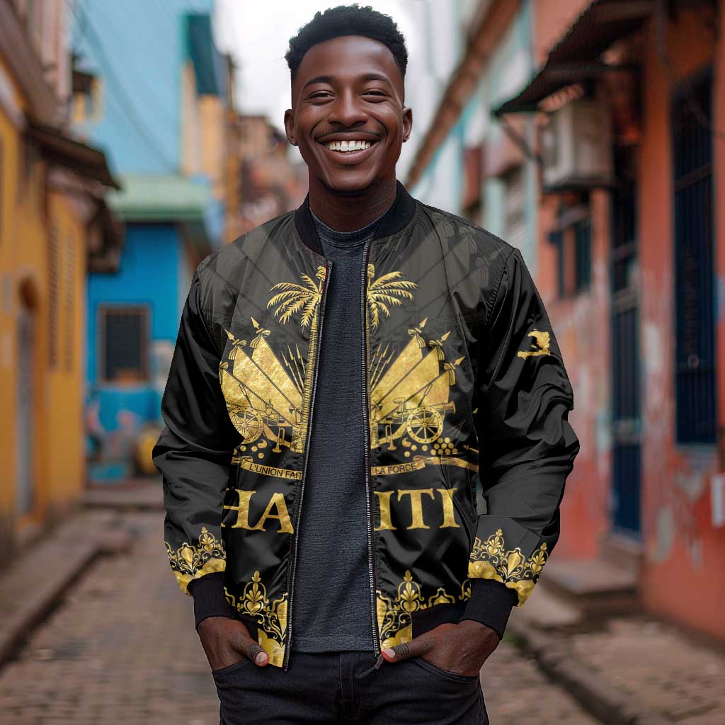 Haiti Neg Marron Bomber Jacket Lespwa pa anyen san aksyon - Gold