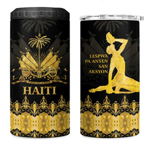 Haiti Neg Marron 4 in 1 Can Cooler Tumbler Lespwa pa anyen san aksyon - Gold