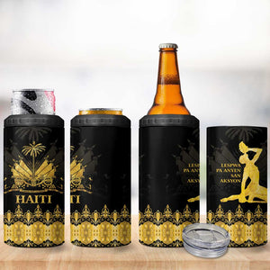 Haiti Neg Marron 4 in 1 Can Cooler Tumbler Lespwa pa anyen san aksyon - Gold