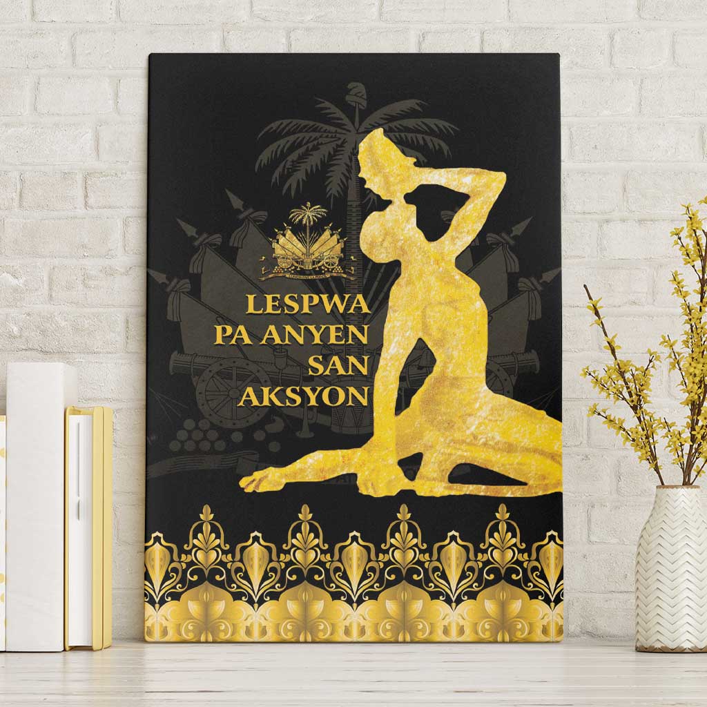 Haiti Neg Marron Canvas Wall Art Lespwa pa anyen san aksyon - Gold