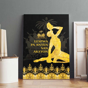 Haiti Neg Marron Canvas Wall Art Lespwa pa anyen san aksyon - Gold