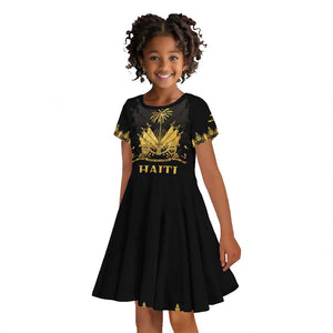 Haiti Neg Marron Kid Short Sleeve Dress Lespwa pa anyen san aksyon - Gold