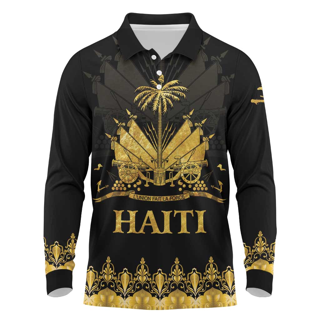 Haiti Neg Marron Long Sleeve Polo Shirt Lespwa pa anyen san aksyon - Gold