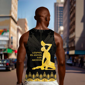 Haiti Neg Marron Men Tank Top Lespwa pa anyen san aksyon - Gold