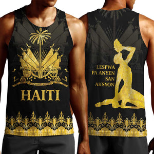 Haiti Neg Marron Men Tank Top Lespwa pa anyen san aksyon - Gold