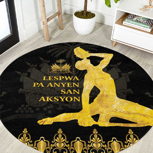 Haiti Neg Marron Round Carpet Lespwa pa anyen san aksyon - Gold