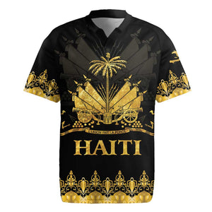 Haiti Neg Marron Rugby Jersey Lespwa pa anyen san aksyon - Gold