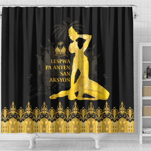 Haiti Neg Marron Shower Curtain Lespwa pa anyen san aksyon - Gold