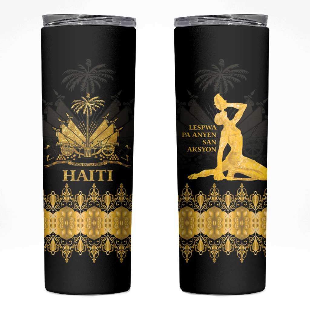 Haiti Neg Marron Skinny Tumbler Lespwa pa anyen san aksyon - Gold