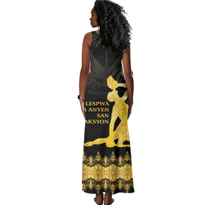 Haiti Neg Marron Tank Maxi Dress Lespwa pa anyen san aksyon - Gold