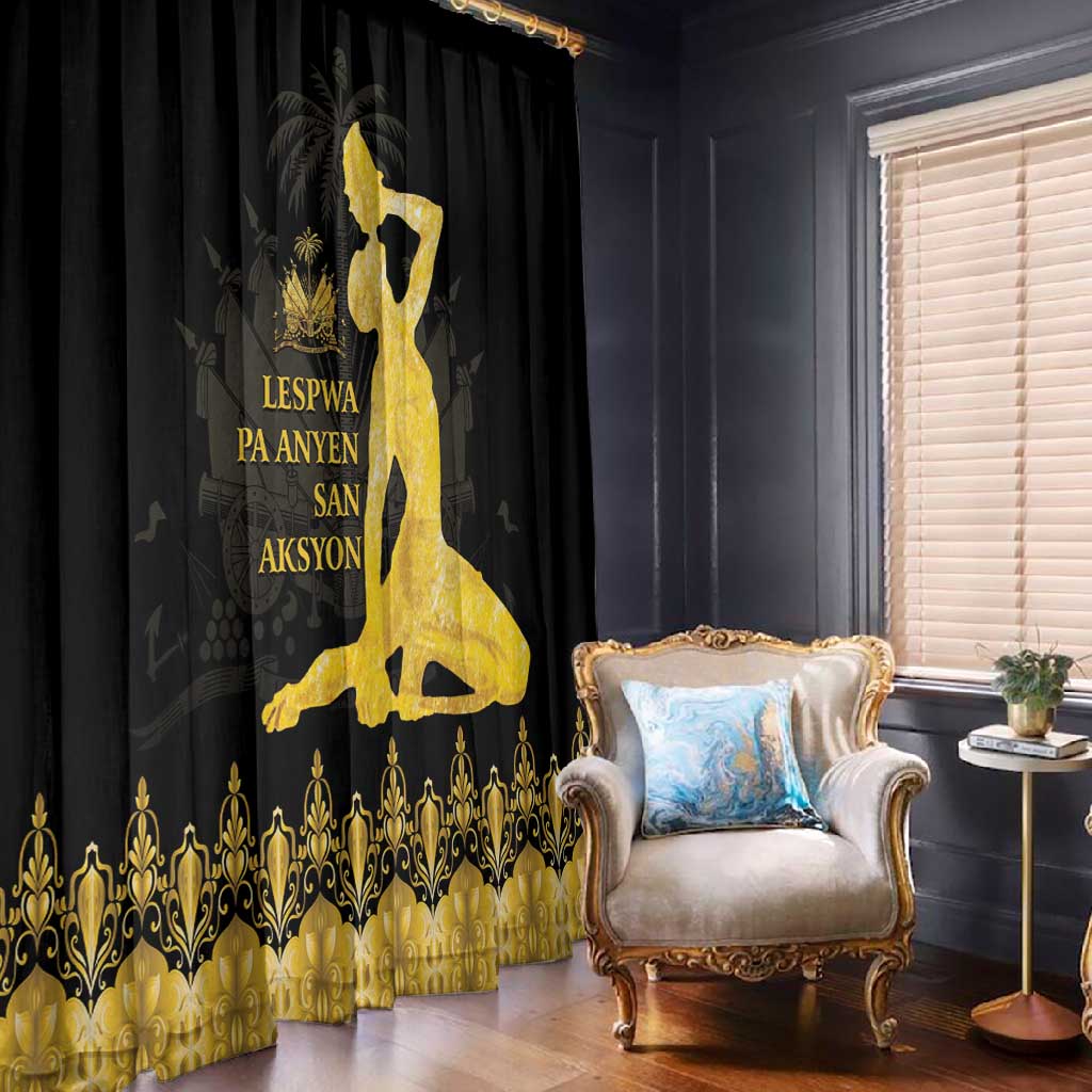 Haiti Neg Marron Window Curtain Lespwa pa anyen san aksyon - Gold