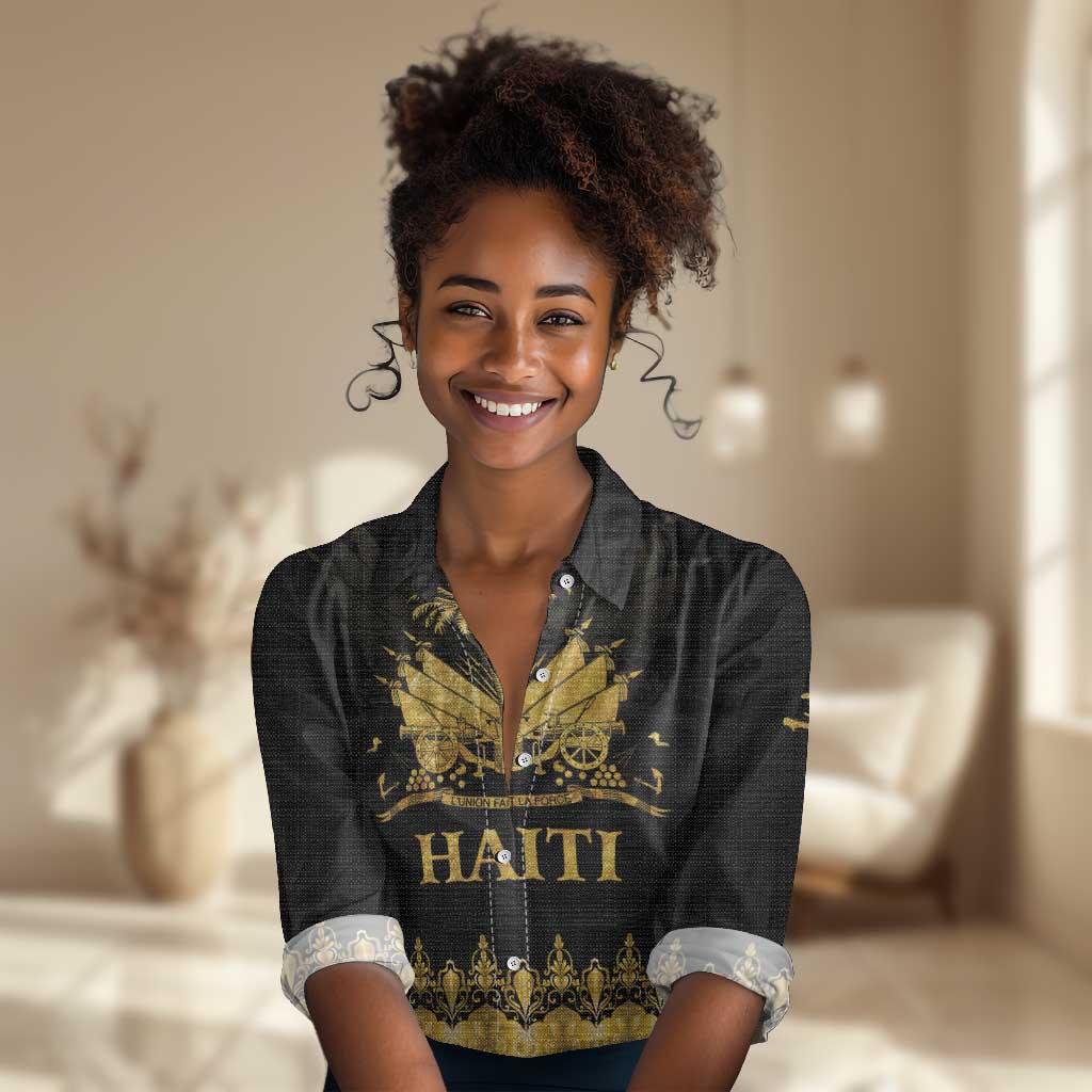 Haiti Neg Marron Women Casual Shirt Lespwa pa anyen san aksyon - Gold LT01