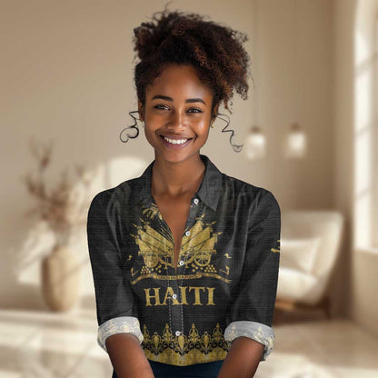 Haiti Neg Marron Women Casual Shirt Lespwa pa anyen san aksyon - Gold LT01
