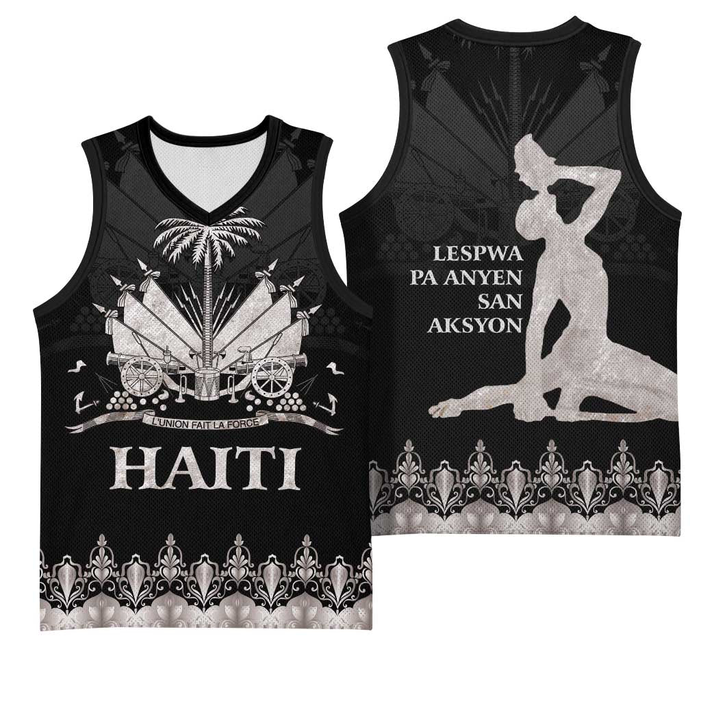 Haiti Neg Marron Basketball Jersey Hope is Nothing Without Action - Silver LT01