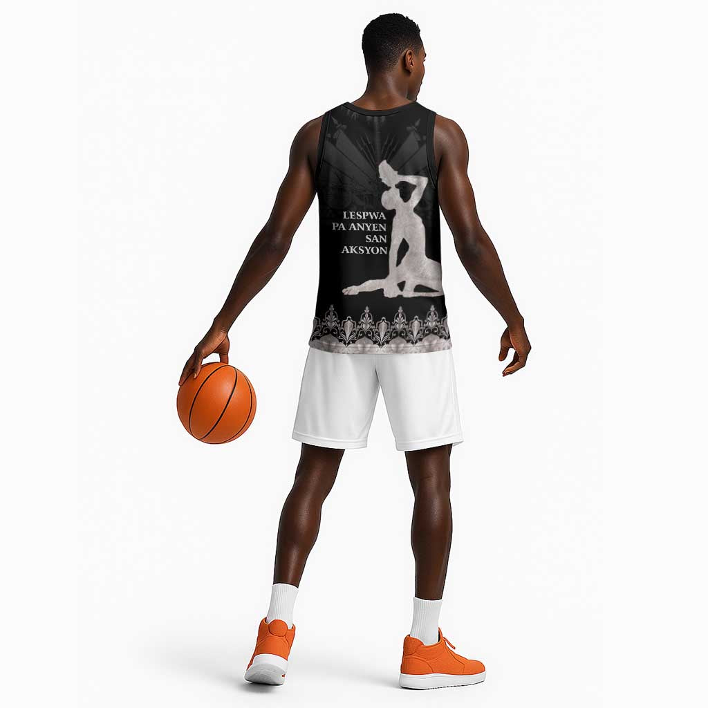Haiti Neg Marron Basketball Jersey Hope is Nothing Without Action - Silver LT01