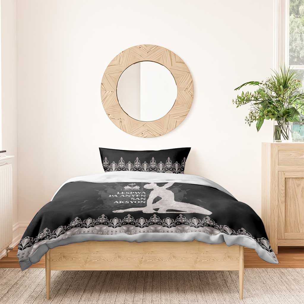 Haiti Neg Marron Bedding Set Hope is Nothing Without Action - Silver