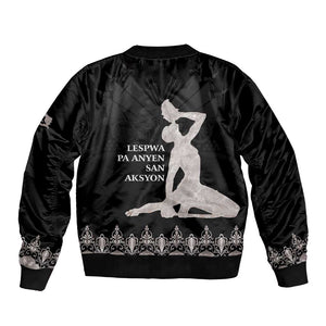 Haiti Neg Marron Bomber Jacket Hope is Nothing Without Action - Silver