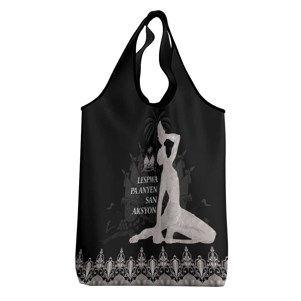 Haiti Neg Marron Grocery Bag Hope is Nothing Without Action - Silver