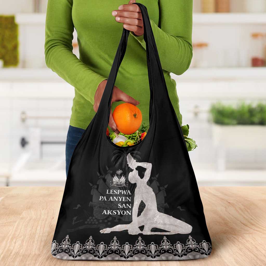 Haiti Neg Marron Grocery Bag Hope is Nothing Without Action - Silver