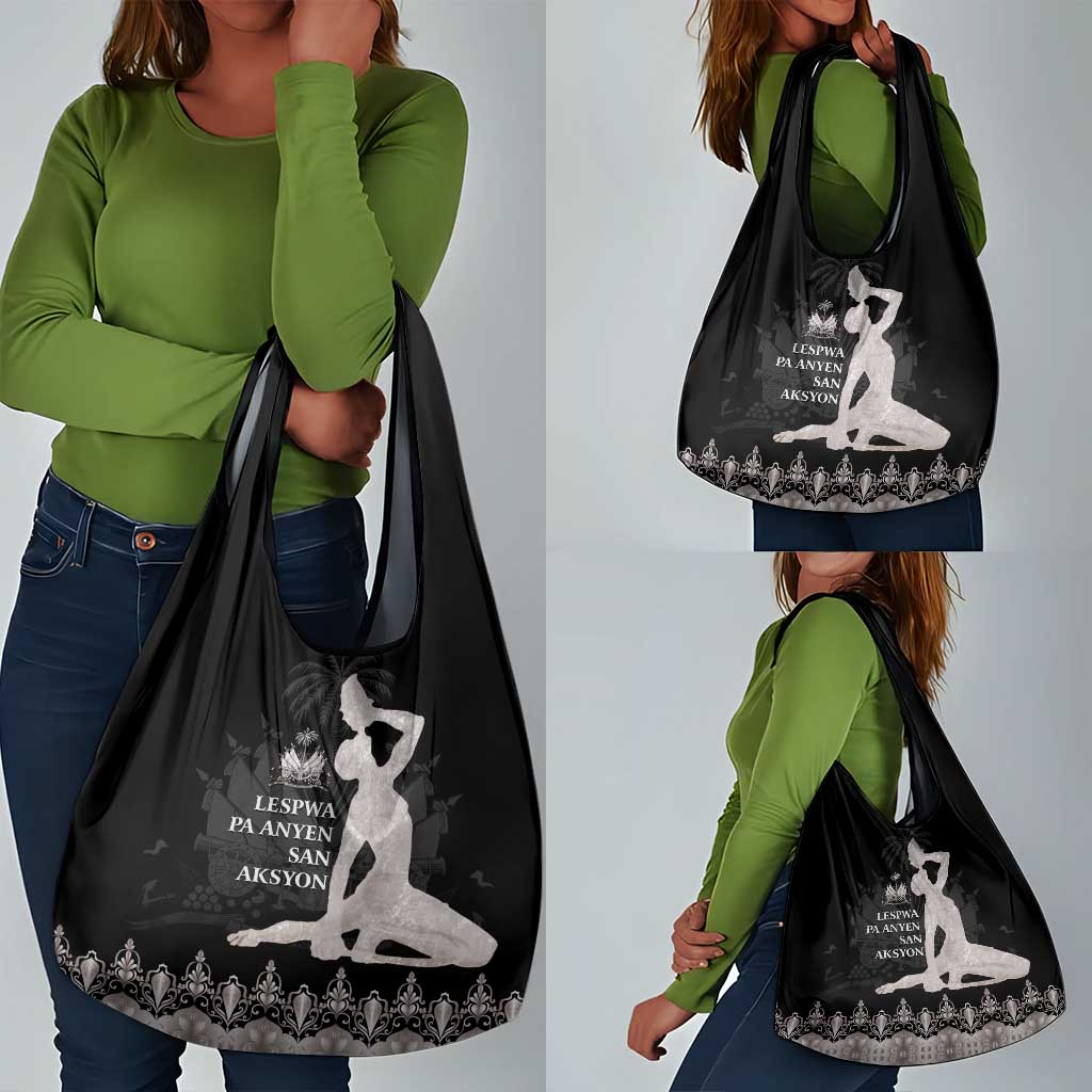 Haiti Neg Marron Grocery Bag Hope is Nothing Without Action - Silver