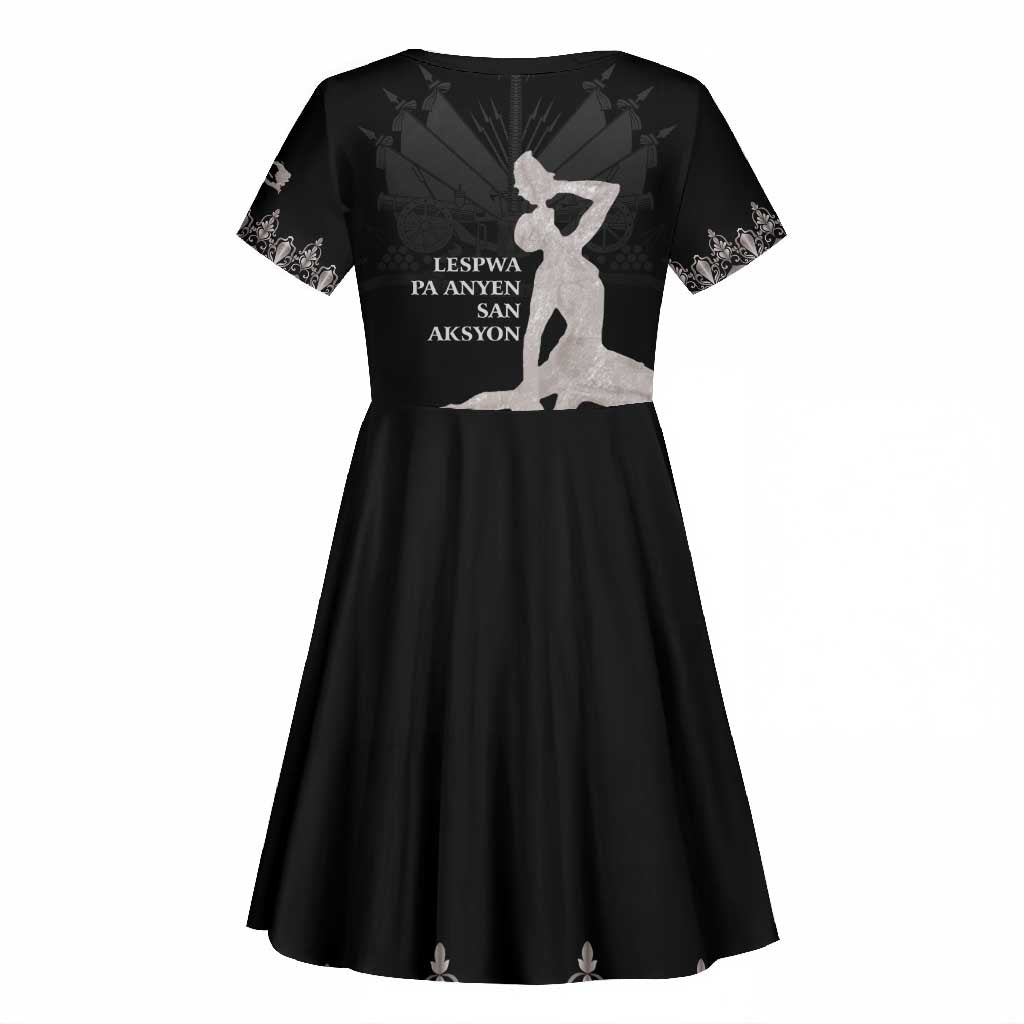 Haiti Neg Marron Kid Short Sleeve Dress Hope is Nothing Without Action - Silver