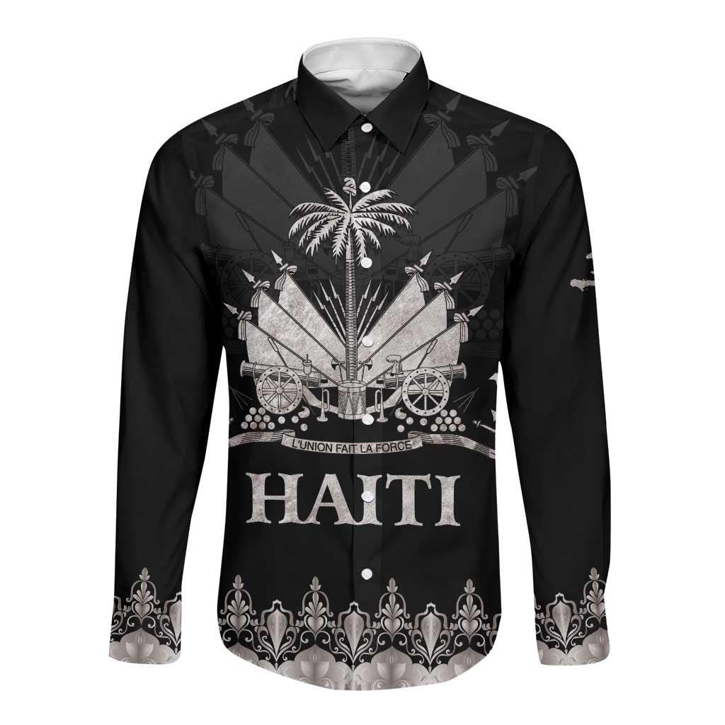 Haiti Neg Marron Long Sleeve Button Shirt Hope is Nothing Without Action - Silver