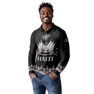 Haiti Neg Marron Long Sleeve Polo Shirt Hope is Nothing Without Action - Silver