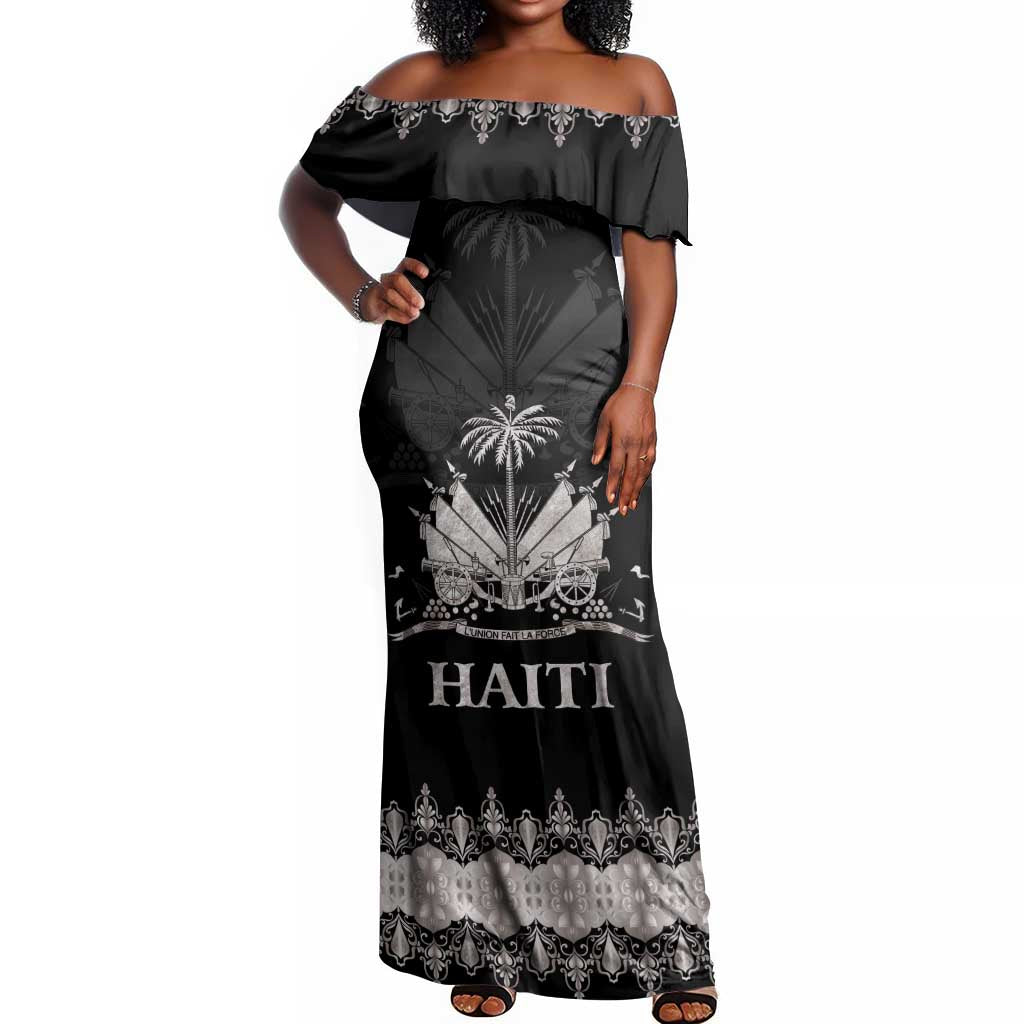 Haiti Neg Marron Off Shoulder Maxi Dress Hope is Nothing Without Action - Silver