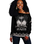Haiti Neg Marron Off Shoulder Sweater Hope is Nothing Without Action - Silver