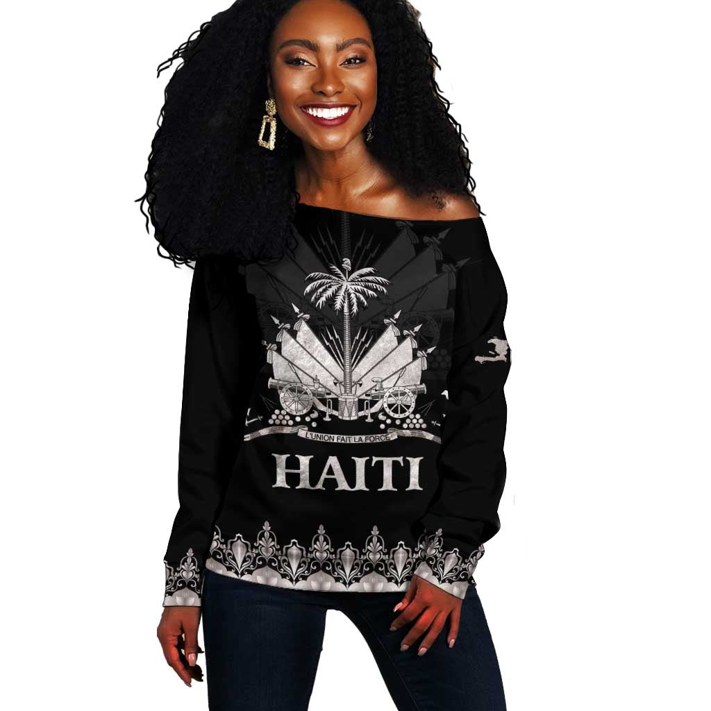 Haiti Neg Marron Off Shoulder Sweater Hope is Nothing Without Action - Silver