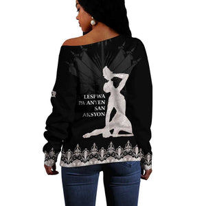 Haiti Neg Marron Off Shoulder Sweater Hope is Nothing Without Action - Silver