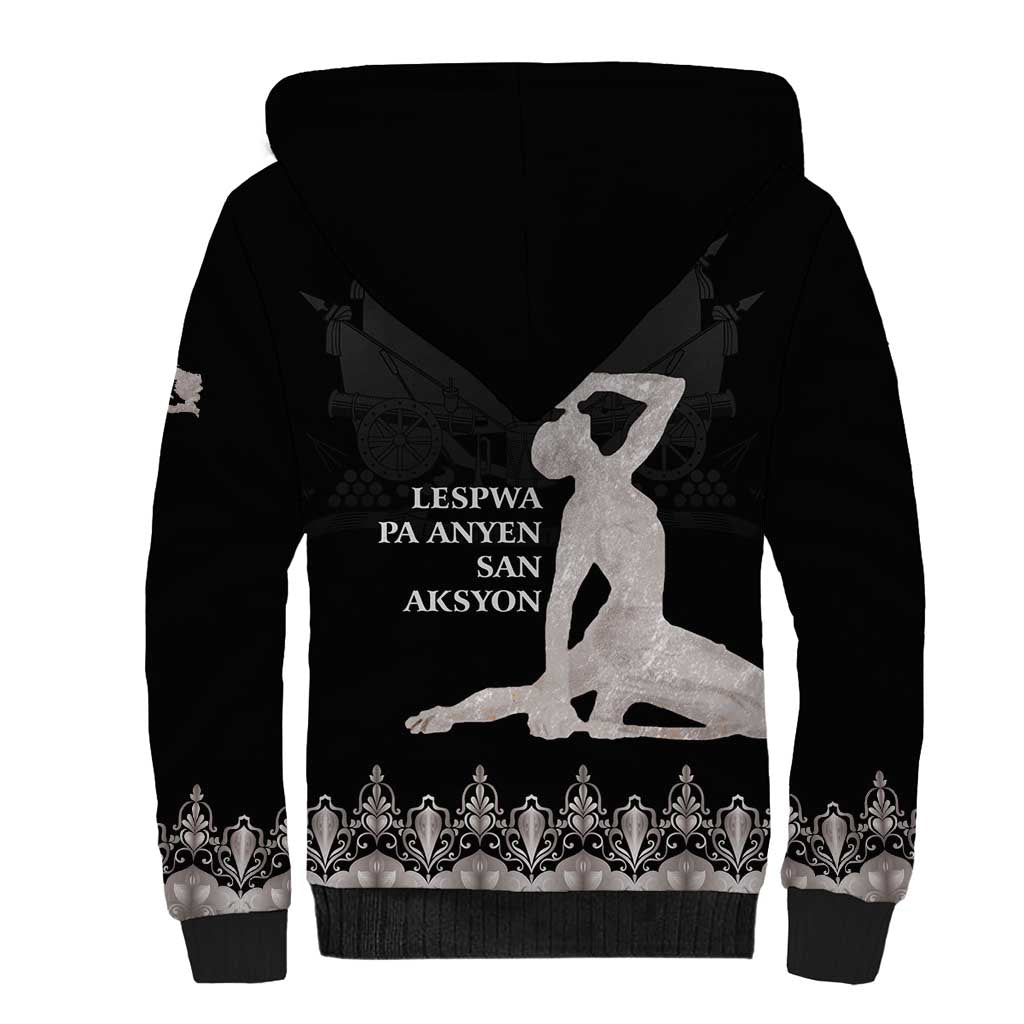 Haiti Neg Marron Sherpa Hoodie Hope is Nothing Without Action - Silver