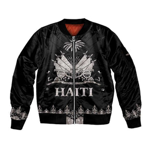 Haiti Neg Marron Sleeve Zip Bomber Jacket Hope is Nothing Without Action - Silver