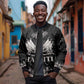 Haiti Neg Marron Sleeve Zip Bomber Jacket Hope is Nothing Without Action - Silver
