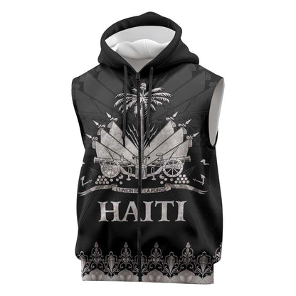 Haiti Neg Marron Sleeveless Zip Hoodie Hope is Nothing Without Action - Silver - African Pride